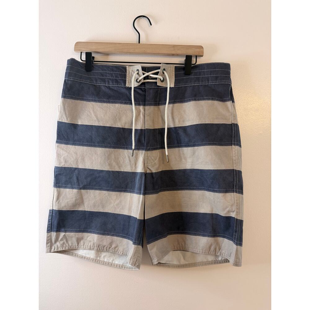 NWT Double RL RRL Navy Stripe Board Shorts Men’s Size 34 Coastal Nautical Surf
